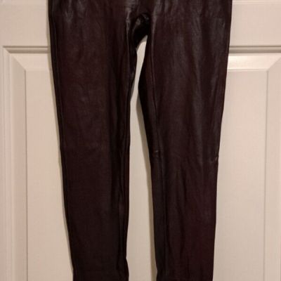 SPANX Brown Bronze/ Metallic Faux Leather Stretch Leggings Size Medium