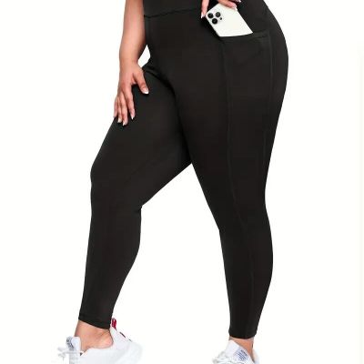 3 PAIRS 2XL 14-16 Leggings High Waist Black Yoga Leggings Pockets Plus Fleece C