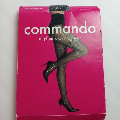 Women’s Commando Black Heidi Faux Thigh High Pantyhose Size Med.