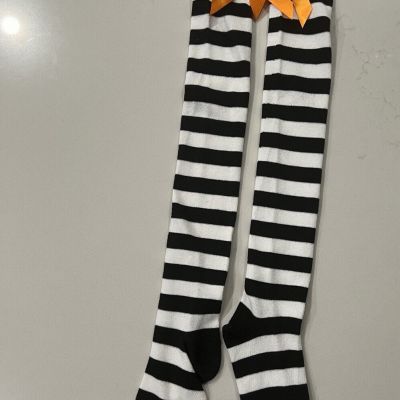 Women Girls Striped Over The Knee Thigh High Stockings Long Halloween