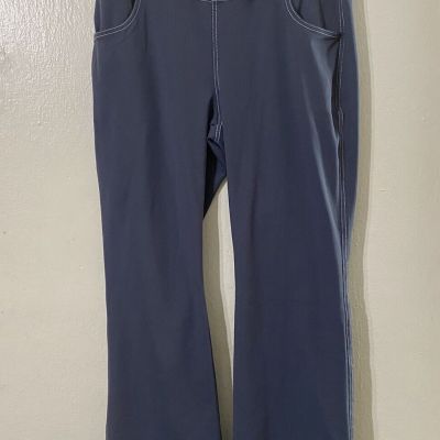 VooVeeYa Womens Bootcut Leggings Blue Athleisure Tummy Control Yoga Pull On XL