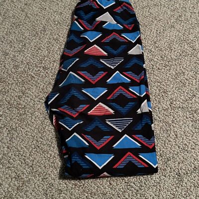 LuLaRoe Leggings One size Blue/Red Multi Colored Geometric Shapes Brand New