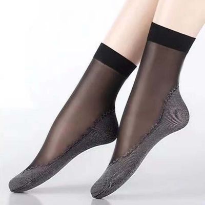 10 Pairs Summer Socks Solid Color Cool See Through Summer Women Socks Quick Dry