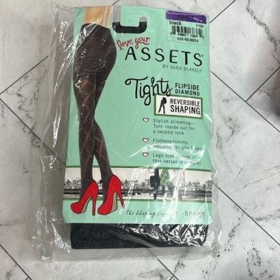 NWT ASSETS BY SPANX Womens High Waist Textured Shapewear Black Tights size 5