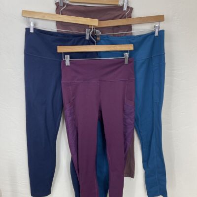 Women’s Leggings Yoga  Size L Blue  Lot Of 4 Items Read