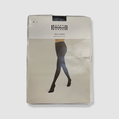 Wolford Women's Black Geometric Stretch Tulle Tights Size M