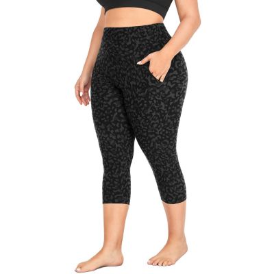Capri Plus Size Leggings for Women with Pockets-Stretchy XL-4XL Tummy Control...