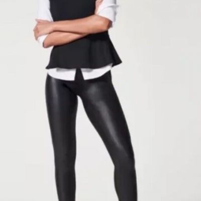 Spanx Faux Leather Leggings Black Women’s Size Large High Rise