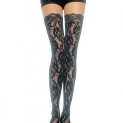 Leg Avenue Lace Top Lace Thigh Highs - One Size - Black