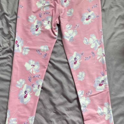 Loveshackfancy Lunette Leggings Floral / Baby pink w Gold Lettering   Size Large