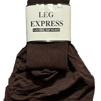 Leg Express C Dark Brown Control Top Tights NIP 5'5