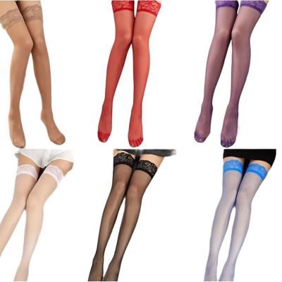 6 Pair Lot Bundle Thigh High Lace Top Stockings* Sheer *Feminine*Sissy*New Pkg