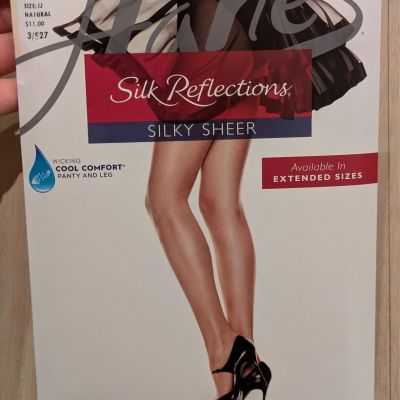 2 PAIRS NWT Hanes Silk Reflections Silky Sheer Natural IJ tights