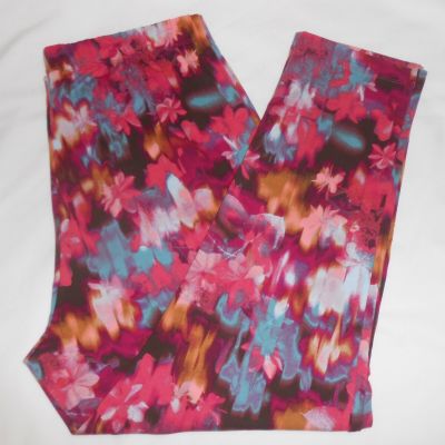 June + Vie Multi Color Leggings Plus Size L 18/20 Pull Up 5perc Spandex