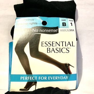 1 Pair Women  No Nonsense Essential Basics Opaque Tights Black -Size B