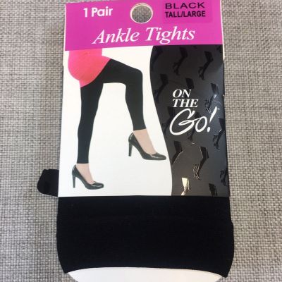 On The Go Black Footed Tights Size Tall/Large New