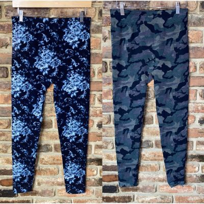 Minicci Bundle Lot of 2 Floral Camo Camouflage Leggings Women's Size M/L