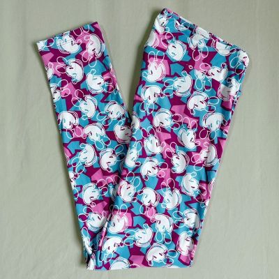 NEW Lularoe TC Leggings Womens Disney Mickey Mouse 12-18 Baby Reveal Pink Blue