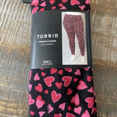 Torrid Full Length Comfort Waist Hearts Valentines Premium Leggings Size 3