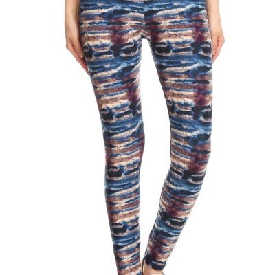 Yoga Style Banded Lined Tie Dye Printed Knit Legging With High Waist