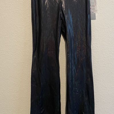 Mono B Foil Blue Shiny Leggings Pants Mid Waist Women’s Size Medium