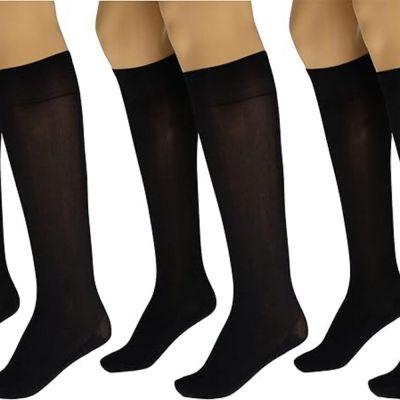 Massage Nylon Sheer Knee High Stockings for Women Reinforced Toe and Base 3 Pair