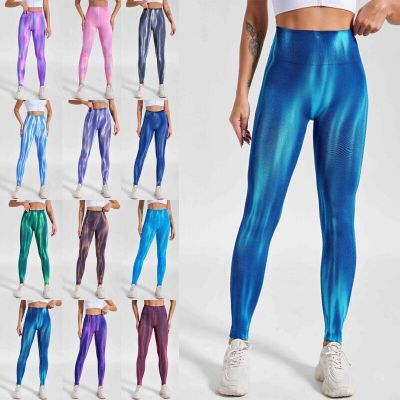 Women Yoga Pants Tie Dye Leggings Ladies Workout Tummy Control High Waist