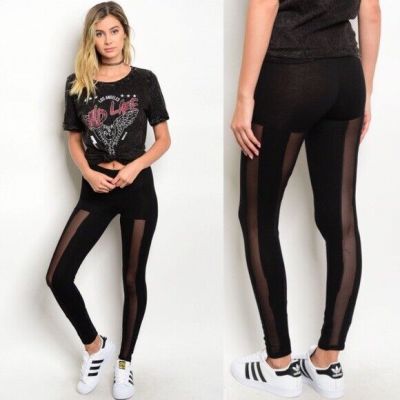 Milky Way Black Cutout/Mesh Leggings Sizes S, L New