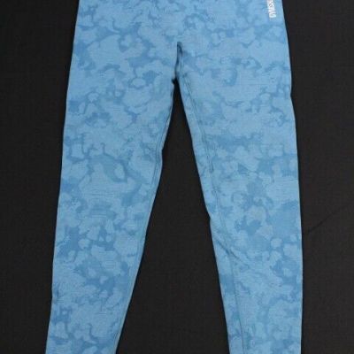 Gymshark Leggings Adapt Aqua BLUE Animal Print white Logo Compression  Polyester