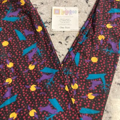 LLR One size Halloween Collection Black w/ Wolf Howling at Moon & Red Polka Dots