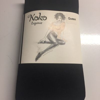 Koko Legwear Black Tights Size Queen New