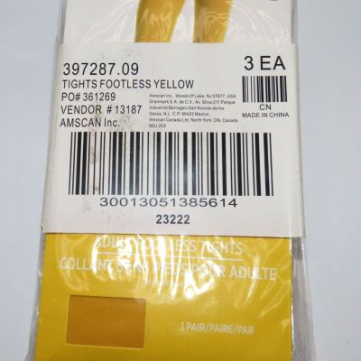 3 Pair-Tights Footless Yellow Adult #397287.09