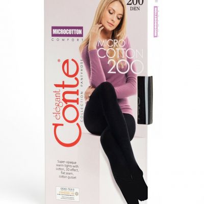 Conte TIGHTS MICROCOTTON 200 Den | Warm Opaque Winter snag-resistant Pantyhose