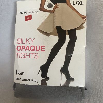 Hanes Style Essentials Silky Opaque Tights One Pair Non Contol Top Size L/XL
