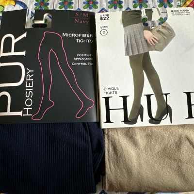 Ladies Tights Taupe And Navy Size S NEW