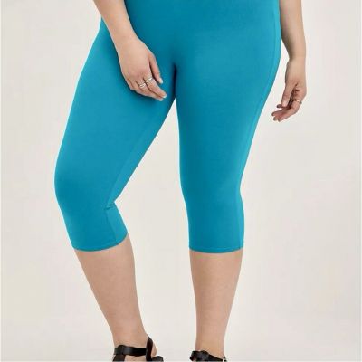 NEW Torrid Sz 5 5x/28 Enamel Blue Pedal Pusher Premium Crop Legging Soft Stretch