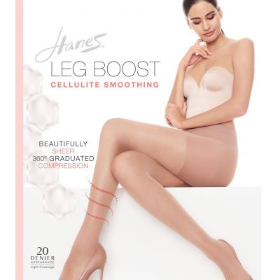 Hanes Silk Reflections Leg Boost Cellulite Smoothing Hosiery Glide On Shaping