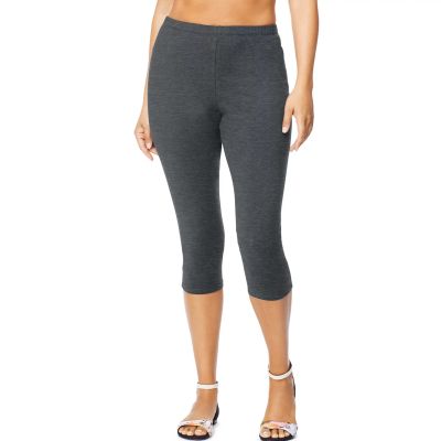 JMS Women's Plus-Size Stretch Jersey Capri Legging, Charcoal Heather Grey, 1X