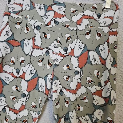 Lularoe TC Tall Curvy Gray  Fox Faces Pattern Unicorn size TC Leggings Women's