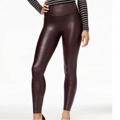 SPANX Faux Leather Shiny LEGGINGS-Burgundy Wine /burgundy ????