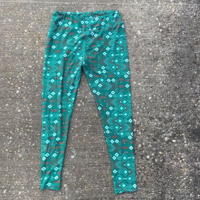 NEW LuLaRoe OS Tall & Curvy Leggings Green White Orange Chevron Arrow