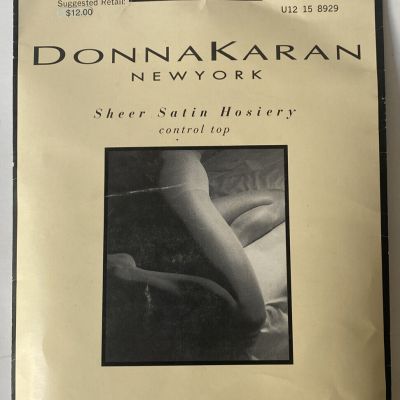 New DONNA KARAN 265 Sheer Satin Control Top Pantyhose Sz MEDIUM DK Shadow