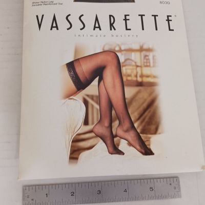 Vassarette Lace Top Thigh High Sheer Nylon Hosiery Stockings Long Black