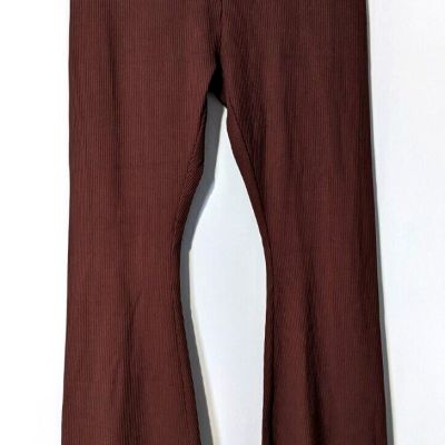 NWT Forever 21 Women's Fold Over Waist Flare Leggings Sz Med Chocolate Pull On