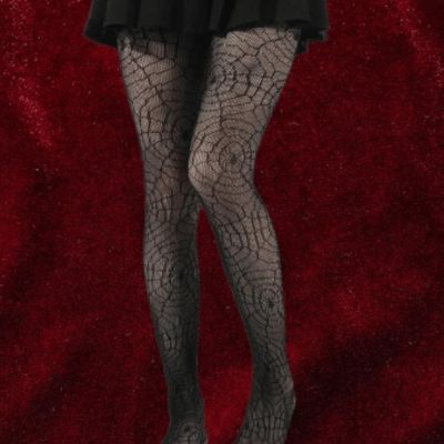 NWT, Goth Spider Web Pattern Fishnet Tights