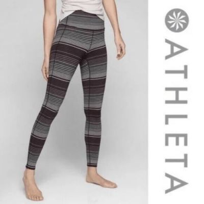 Athleta HR Expanse Stripe Chaturanga Leggings XS Purple Gym Stretch Workout Yoga