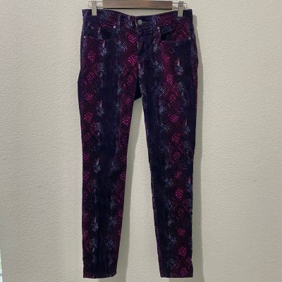 Gap 1969 Pants Womens Size 27 Corduroy Purple Snake Skin Pattern Legging Jean