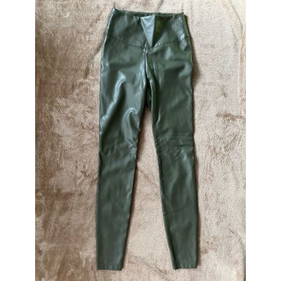 White House Black Market Runway Leggings Faux Leather Green Size 0