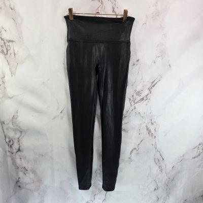 Spanx Leggings Womens Medium Faux Vegan Leather Black High Rise Crop Ankle 2437