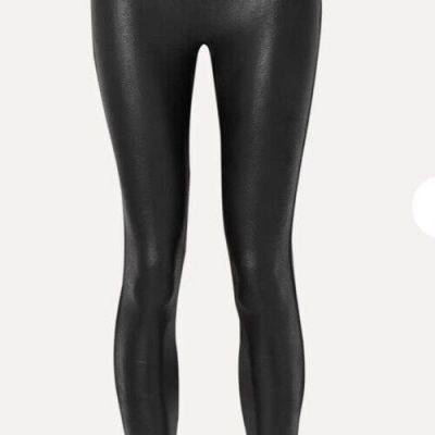 SPANX Faux Leather High Rise Black Shaping Leggings Style 2437 Size L